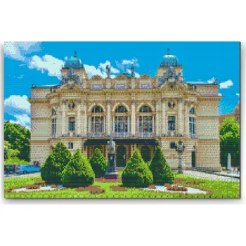 Diamantové malování Diamantové malování - Divadlo Juliusza Słowackiho v Krakowe Velikost: 40x60cm, Rámování: Pouze srolované plátno, Diamanty: Kulaté