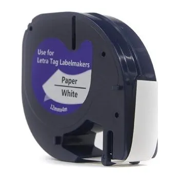 Počítač KOMPATIBILNÍ PÁSKA DYMO LETRATAG 59421 S0721510 BÍLÁ/ČERNÝ TISK, PAPÍROVÁ, 12mm