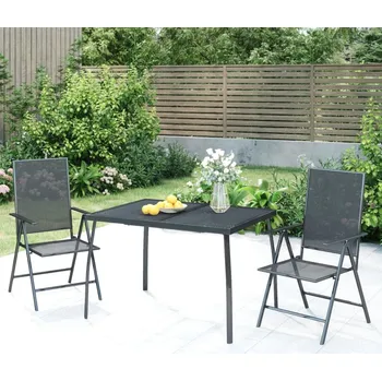 Zahradní sestava vidaXL 3dílný zahradní jídelní set antracitový ocel [3187980]