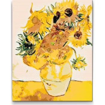 Diamantové malování Diamantové malování - Vincent Van Gogh - Slunečnice Velikost: 30x40cm, Rámování: Pouze srolované plátno, Diamanty: Kulaté