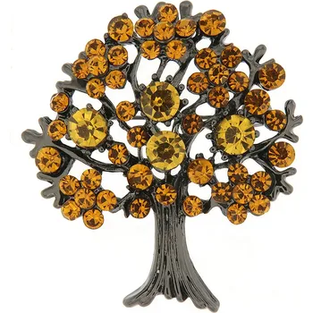 Brož Brož - strom s broušenými kamínky, oranžové barvy