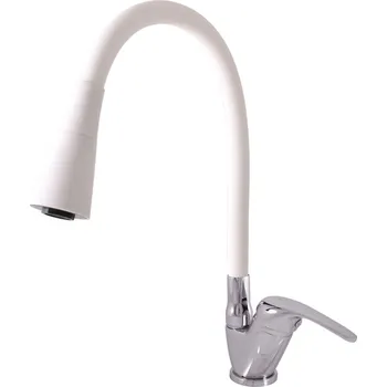 Vodovodní baterie RAV SLEZÁK SÁZAVA Baterie dřezová s flex.ramínkem se sprchou–ramínko bílé SA506.5/13CB