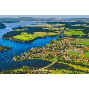 Diamantové malování - Vodní nádrž Lipno Velikost: 40x60cm, Rámování: Pouze srolované plátno, Diamanty: Čtvercové