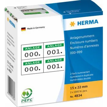 Samolepící etiketa Herma Asset čísla, samolepící, zelený potisk 15 x 22 mm, 1000 kusů (4834)