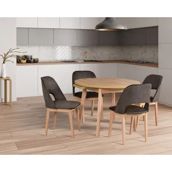 Jídelní set Jídelní sestava DX 27, odstín lamina (deska stolu) artisan, odstín dřeva (židle + nohy stolu) grafit, potahový materiál látka