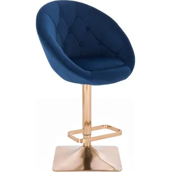 Barová židle LuxuryForm DESIGN Barová židle VERA VELUR na zlaté hranaté podstavě - modrá