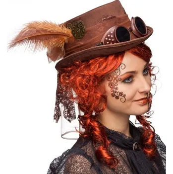 Karnevalový kostým Dámský cylindr Steampunk - Hnědý