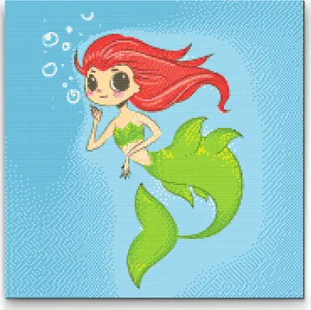 Diamantové malování Diamantové malování - Malá mořská víla Velikost: 50x50cm, Rámování: Pouze srolované plátno, Diamanty: Čtvercové