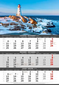 Kalendář Helma365 Nástěnný tříměsíční kalendář Pobřeží 2024