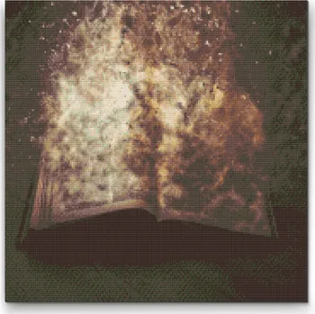 Diamantové malování Diamantové malování - Hořící kniha Velikost: 50x50cm, Rámování: Pouze srolované plátno, Diamanty: Čtvercové