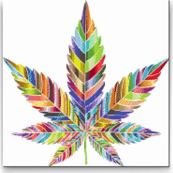 Diamantové malování Diamantové malování - List konopí Velikost: 50x50cm, Rámování: Pouze srolované plátno, Diamanty: Kulaté