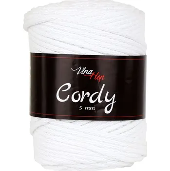 Příze Vlna-hep Cordy 5mm - šňůra - bavlna Cordy 5mm: nová - 8002 Bílá