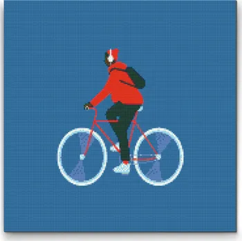 Diamantové malování Diamantové malování - Cyklista Velikost: 50x50cm, Rámování: Pouze srolované plátno, Diamanty: Kulaté
