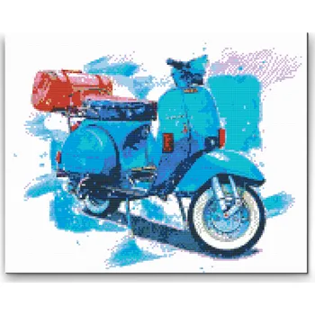 Diamantové malování Diamantové malování - Modrá Vespa Velikost: 30x40cm, Rámování: Pouze srolované plátno, Diamanty: Čtvercové