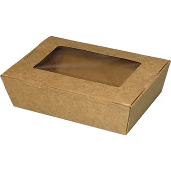 Jednorázové nádobí Krabička s oknem 200/180x140/120x50mm kraft hnědá - 200 ks