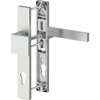 Dveřní kování Medos Koule/klika Dublin hranatá, PZ92, 37mm štítek, profil 71-86mm, F1 stříbrná