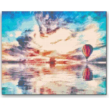 Diamantové malování Diamantové malování - Let balónem Velikost: 30x40cm, Rámování: Pouze srolované plátno, Diamanty: Čtvercové