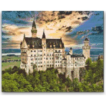 Diamantové malování Diamantové malování - Zámek Neuschwanstein Velikost: 30x40cm, Rámování: Pouze srolované plátno, Diamanty: Čtvercové