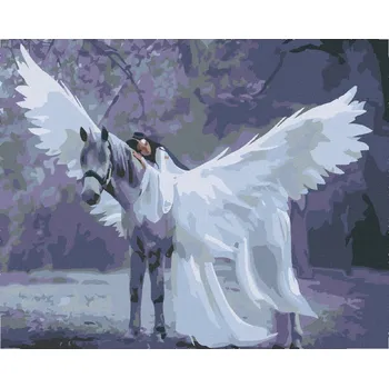 Diamantové malování Diamondi Anděl na jednorožci s rámem 40 x 50 cm