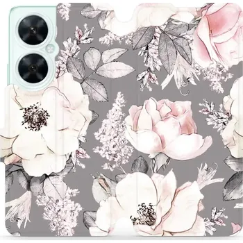 Pouzdro na mobilní telefon Flipové pouzdro Mobiwear na mobil Huawei Nova 11i - MX06S Květy na šedém pozadí - VÝPRODEJ (Parádní flip obal, kryt, pouzdro Mobiwear na mobilní telefon Huawei Nova 11i s motivem MX06S Květy na šedém pozadí)