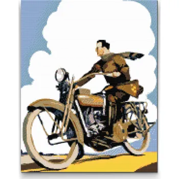 Diamantové malování Diamantové malování - Retro motorkář Velikost: 30x40cm, Rámování: Pouze srolované plátno, Diamanty: Kulaté