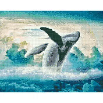 Diamantové malování Diamantové malování - Velryba v oblacích Velikost: 40x50cm, Rámování: Pouze srolované plátno, Diamanty: Kulaté