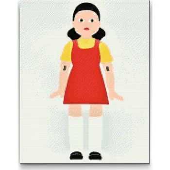 Diamantové malování Diamantové malování - Squid game - zelená, červená Velikost: 30x40cm, Rámování: Pouze srolované plátno, Diamanty: Kulaté