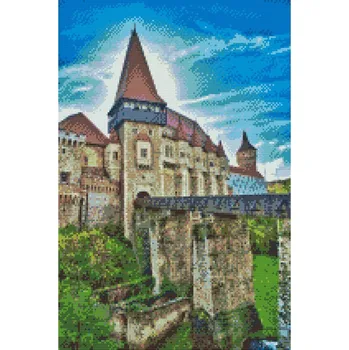 Diamantové malování Diamantové malování - Hrad Corvin, Rumunsko 3 Velikost: 40x60cm, Rámování: Pouze srolované plátno, Diamanty: Čtvercové