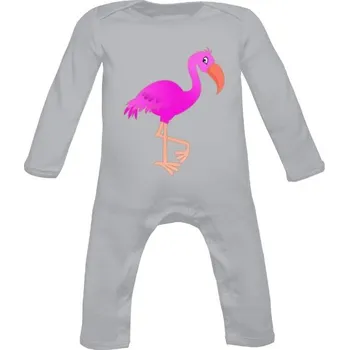 Kojenecký body Dětské body Long s potiskem Stojící růžový plameňák dětské