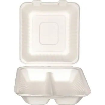 Jednorázové nádobí Menubox BIO 2-dílný 220x200x45/32mm z cukrové třtiny bílý - 200 ks