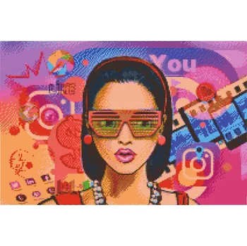 Diamantové malování Diamantové malování - Sociální média Velikost: 40x60cm, Rámování: Pouze srolované plátno, Diamanty: Kulaté