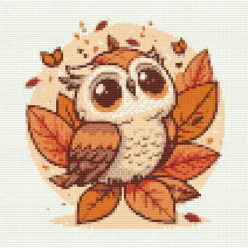 Diamantové malování Diamantové malování - Podzimní sovička Velikost: 30x30cm, Rámování: Pouze srolované plátno, Diamanty: Čtvercové
