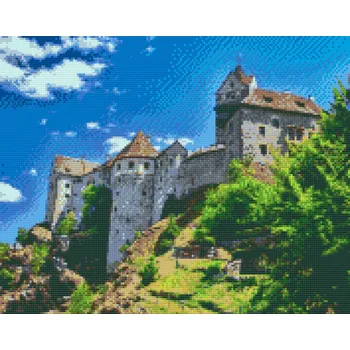 Diamantové malování - Hrad Loket Velikost: 40x50cm, Rámování: Pouze srolované plátno, Diamanty: Čtvercové