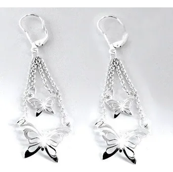 Náušnice Stříbrné visací náušnice motýlci - NA0449 (Náušnice s motýly)