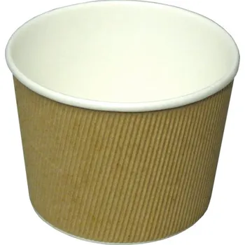 Jednorázové nádobí Miska papírová na polévku 550ml, 110mm WRAP natural hnědý - 500 ks