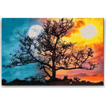 Diamantové malování Diamantové malování - Měsíc a Slunce Velikost: 40x60cm, Rámování: Pouze srolované plátno, Diamanty: Čtvercové