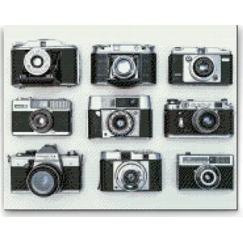 Diamantové malování Diamantové malování - Staré foťáky Velikost: 30x40cm, Rámování: Pouze srolované plátno, Diamanty: Čtvercové