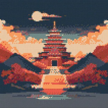 Diamantové malování Diamantové malování - Chrám v horách Velikost: 30x30cm, Rámování: Pouze srolované plátno, Diamanty: Čtvercové