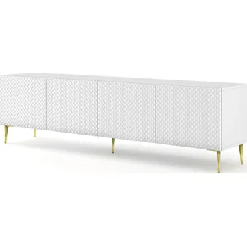 Televizní stolek ARTBm TV stolek RAVENNA C 4D 200 | bílá lesklá Provedení: Bílá / bílý lesk / zlaté nohy