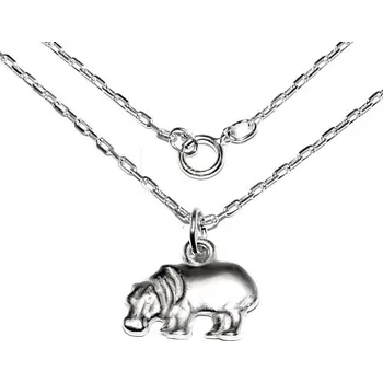 Přívěsek Stříbrný náhrdelník hroch a řetízek - P785 VO4D (Stříbrný přívěsek hroch na řetízku )