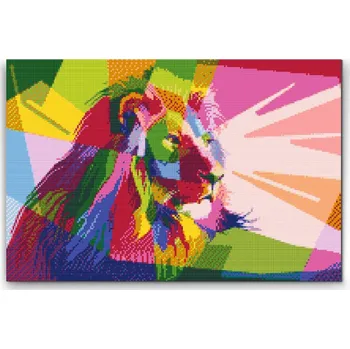 Diamantové malování Diamantové malování - Barevný lev 2 Velikost: 40x60cm, Rámování: Pouze srolované plátno, Diamanty: Čtvercové