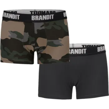 Trenýrky Pánské boxerky Brandit s logem, darkcamo-černé, 2 kusy, M