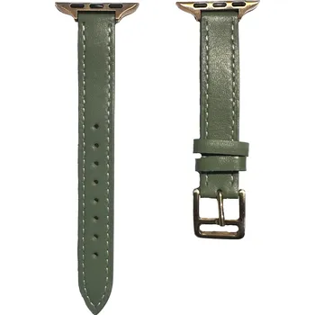 Příslušenství k chytrým hodinkám Tenký kožený řemínek pro Apple Watch 38/40/41/42mm Barva: Zelená