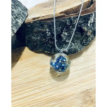 Náhrdelník VitaliaArt | Náhrdelník z pravých květů malý pomněnka, chmýří - Vitalia Art 0001753