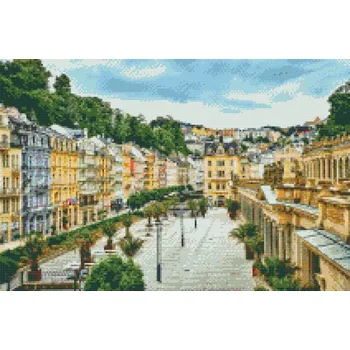 Diamantové malování - Promenáda v Karlových Varech Velikost: 40x60cm, Rámování: Pouze srolované plátno, Diamanty: Čtvercové