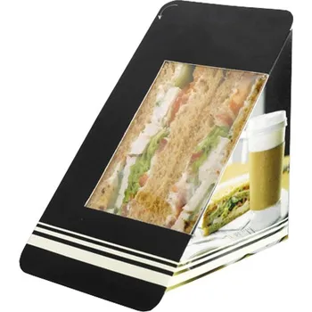 Jednorázové nádobí Sendvič box 119x77/65x119mm zatavovací ST23, černý/potisk - 500 ks