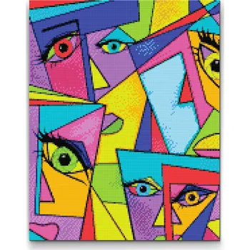 Diamantové malování Diamantové malování - Abstract faces 2 Velikost: 30x40cm, Rámování: Pouze srolované plátno, Diamanty: Čtvercové