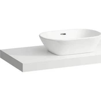 Deska pod umyvadlo Lani - umyvadlová deska 100 cm, s výřezem uprostřed, vč. 2 nástěnných držáků, bílá matná H4046611122601