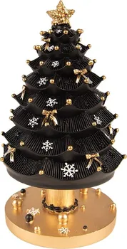 Vánoční dekorace Clayre & Eef 6PR3770 hrací kolotoč černý/zlatý 11 x 20 cm