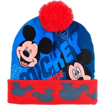 Disney warm Mickey Mouse modro-červená chlapecká čepice s bambulí Velikost: 54